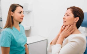 Female patient complain of throat pain to her otolaryngologist