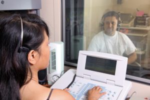 Man receiving a hearing test.