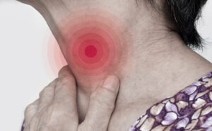 Concept of sore throat, pharyngitis, laryngitis, thyroiditis, or dysphagi